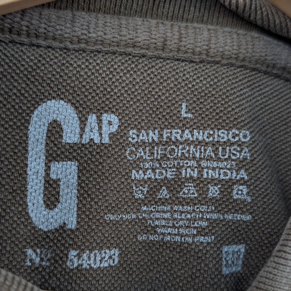 VTG Gap Polo Shirt Men's L Brown Green Stripe Pique Cotton Preppy Streetwear 90s - Picture 3 of 7
